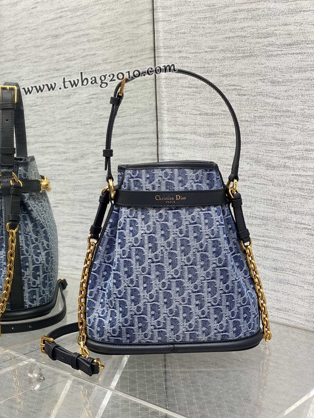 Dior专柜新款迪奥高仿原单大号C‘est丹宁系列水桶包 djfk1737